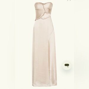 NWT Meshki Satin Maxi Dress With Ruched Petals